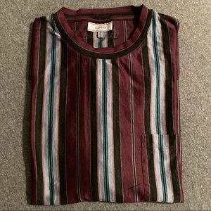 Lanvin Striped Short Sleeve Tee in Burgundy, Black, Teal, White